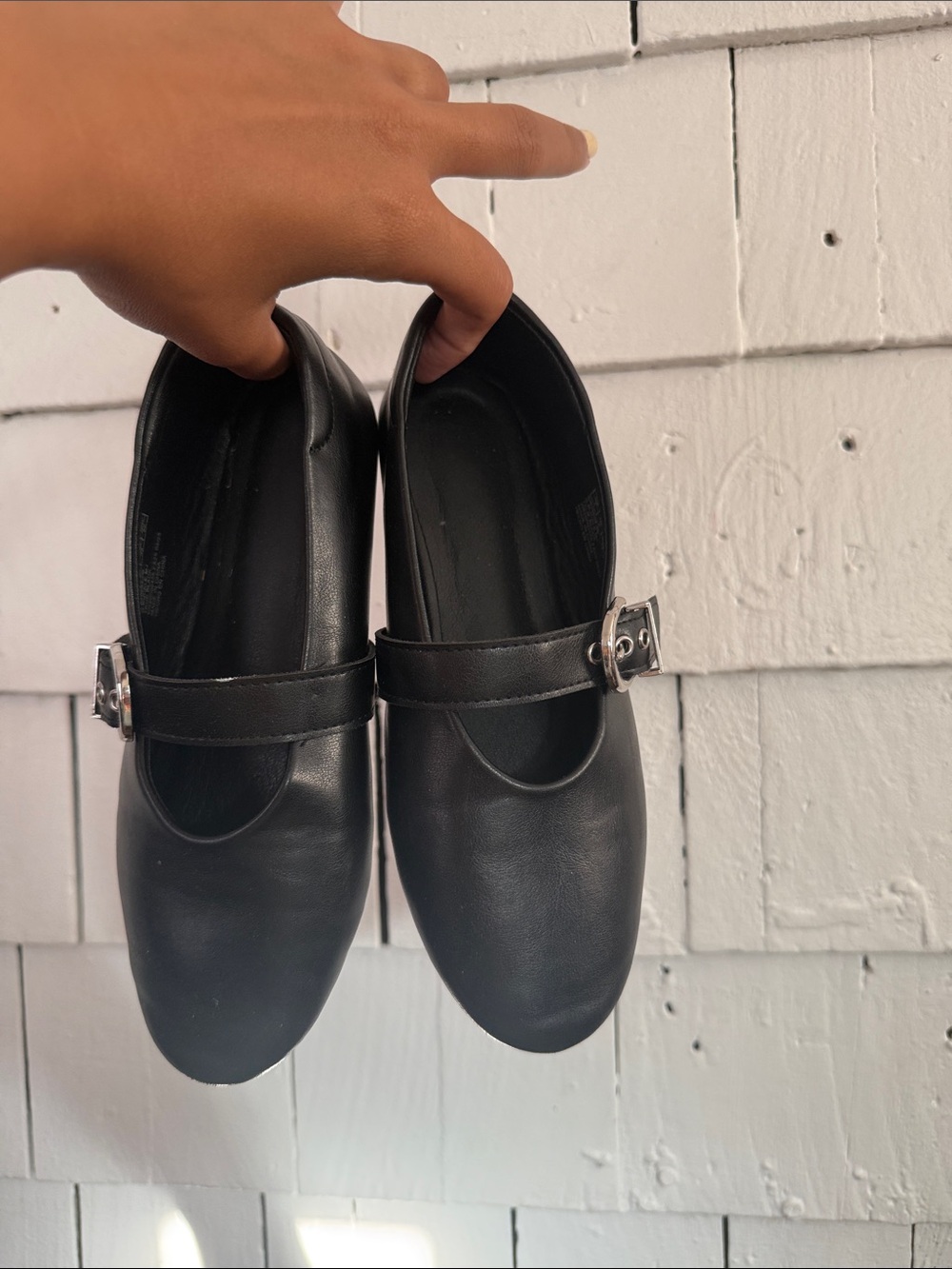 Zara Black Mary Jane Flats with Silver Buckles
